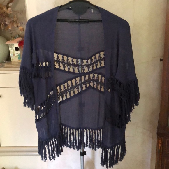 Solid Crochet Bikini Cover Up with Fringe Trim Women Sexy Hollow Vest Beach - Picture 2 of 13